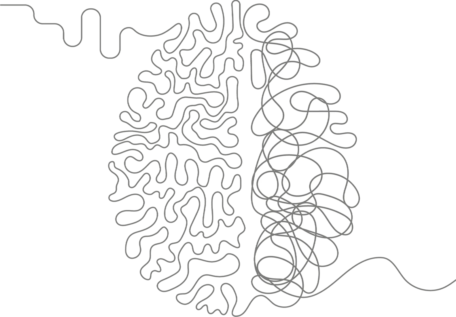 Zeichnung eines Gehirns mit einer einzigen Linie.