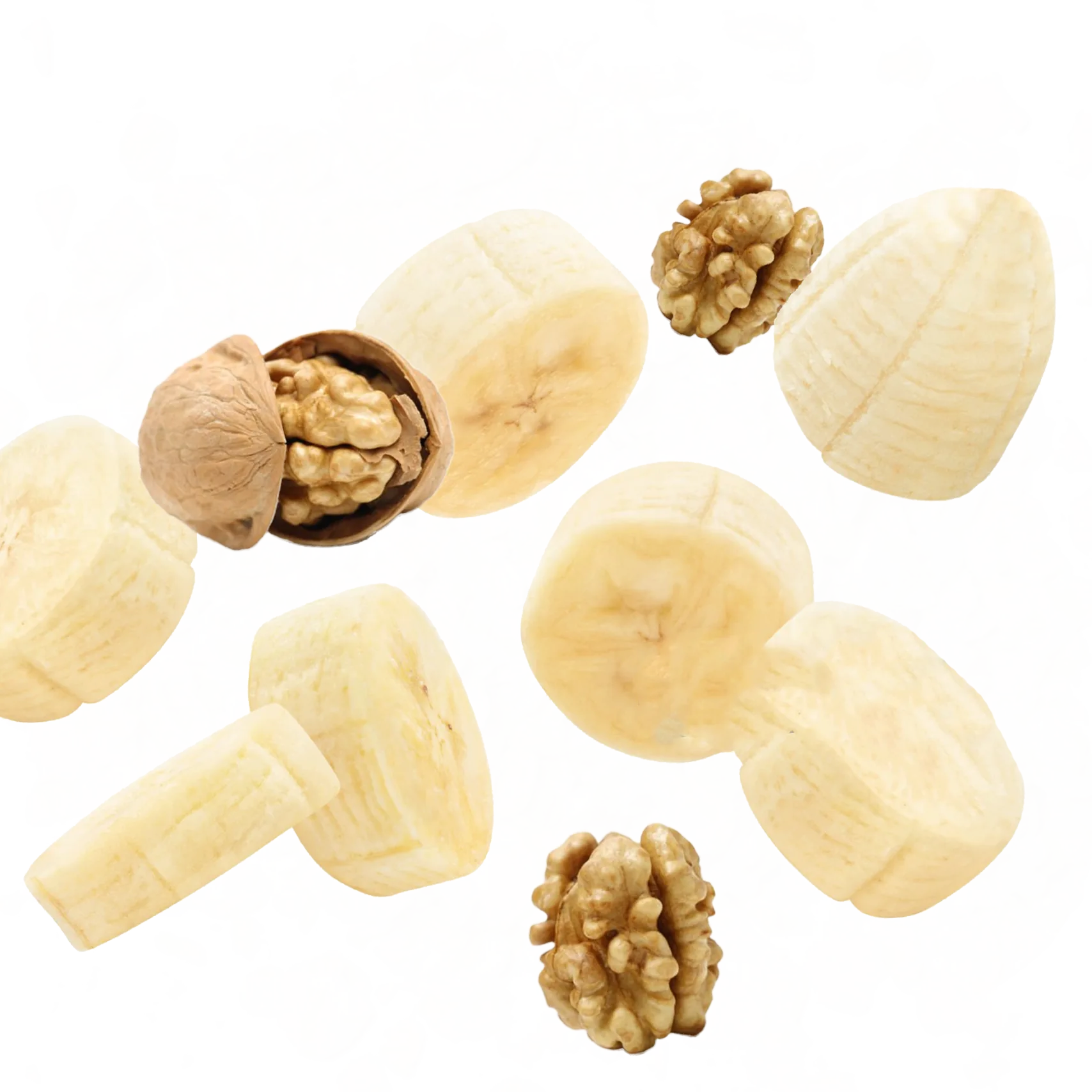 Bananen und Wallnüsse